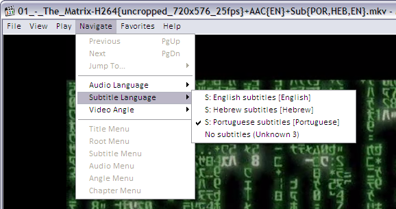 Choosing subtitles language