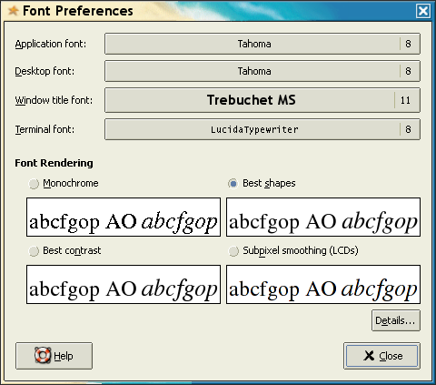 Gnome Font Configurations